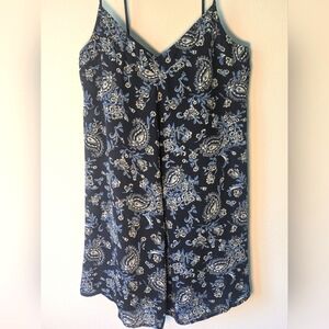 Abercrombie and Fitch Navy Blue Paisley Spaghetti Strap Slip Dress Size M